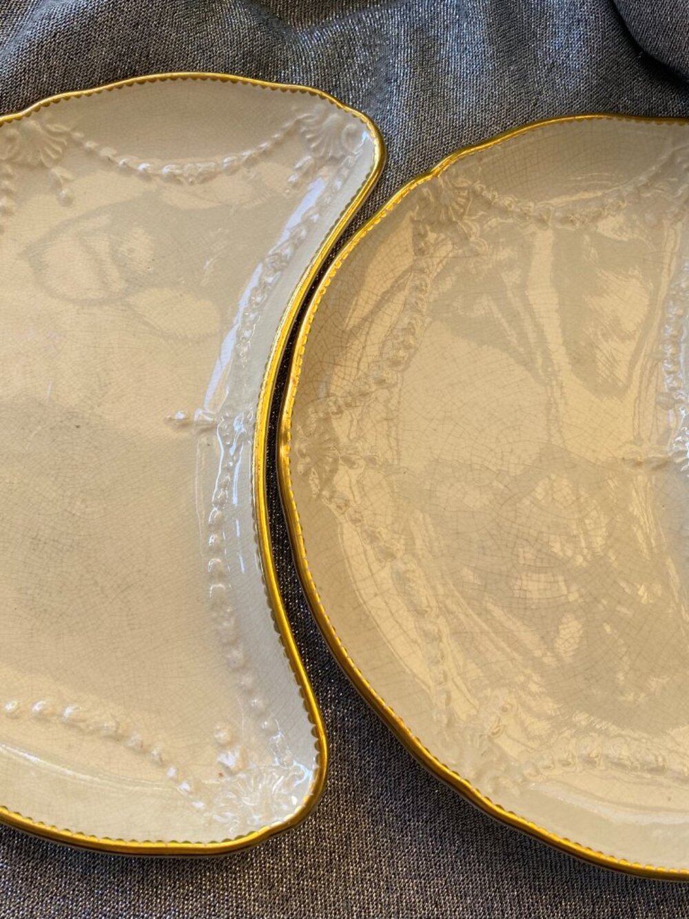 Mintons plates crescent-shaped plates featuring a white bone china